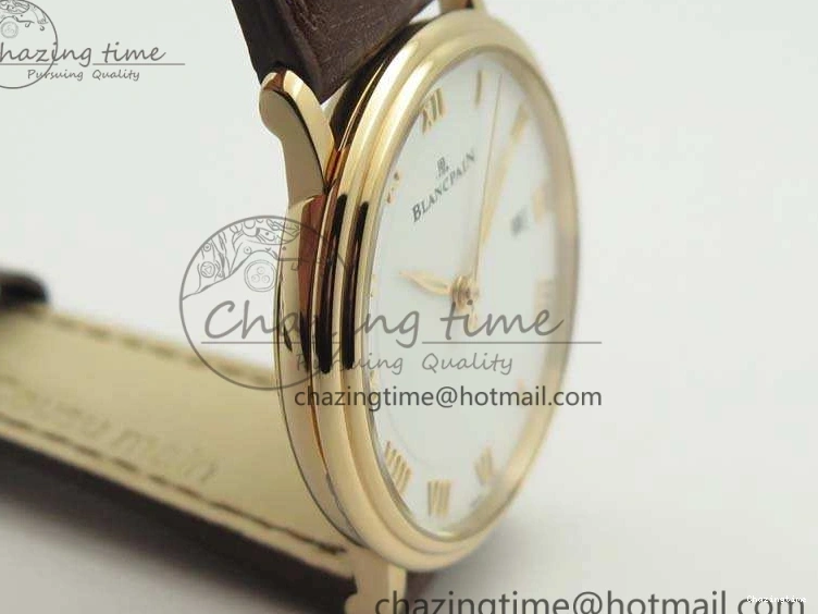 0328 Villeret 6651 RG ZF 1:1 Best Edition White Dial On Brown Leather Strap A Unique 8097